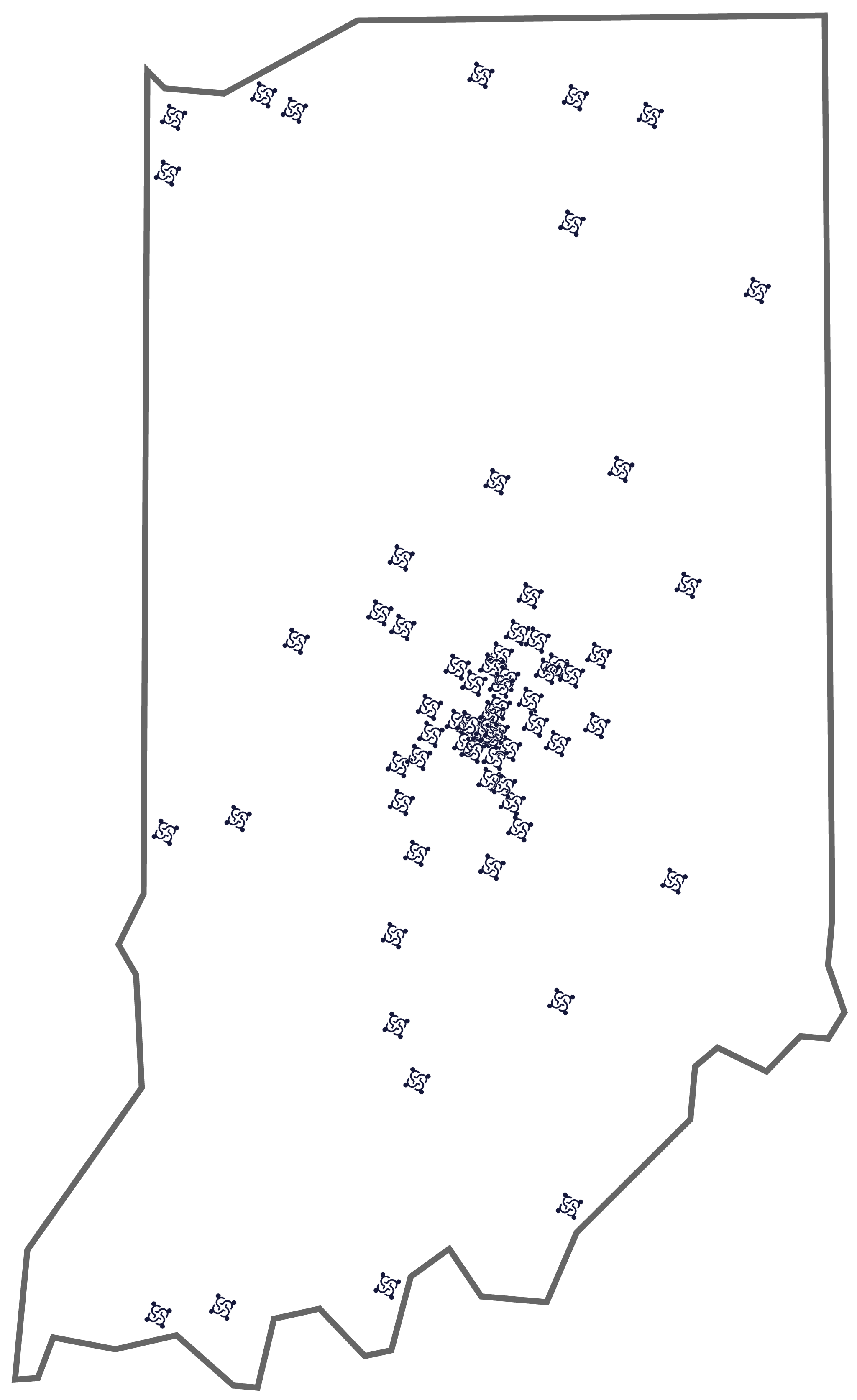 Tactic Team Map - Blue dots Gray outline-01 map of Indiana