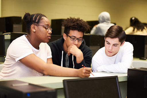 group of students studying together