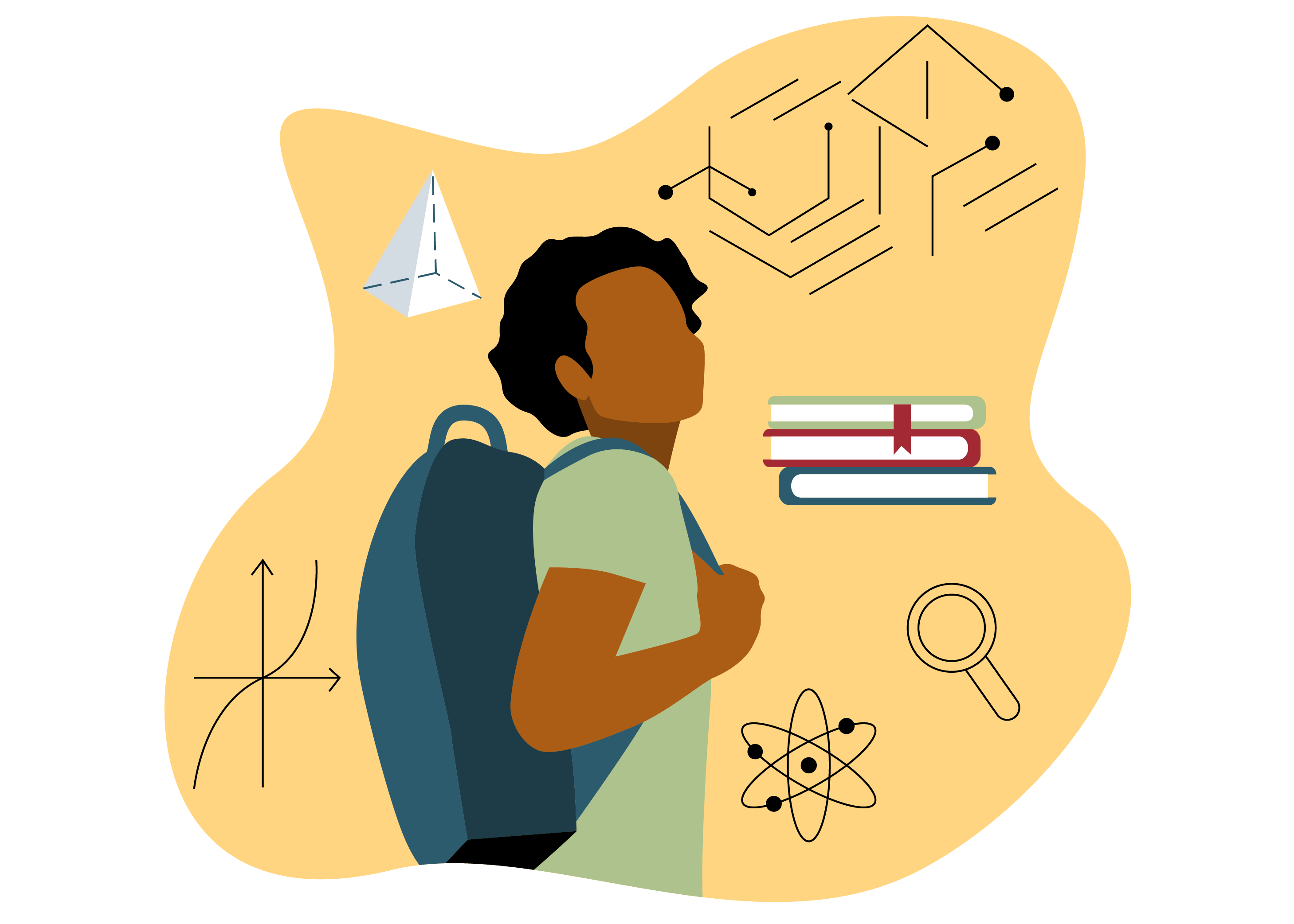 Black Male Student- Financial Literacy black male student illustration with backpack