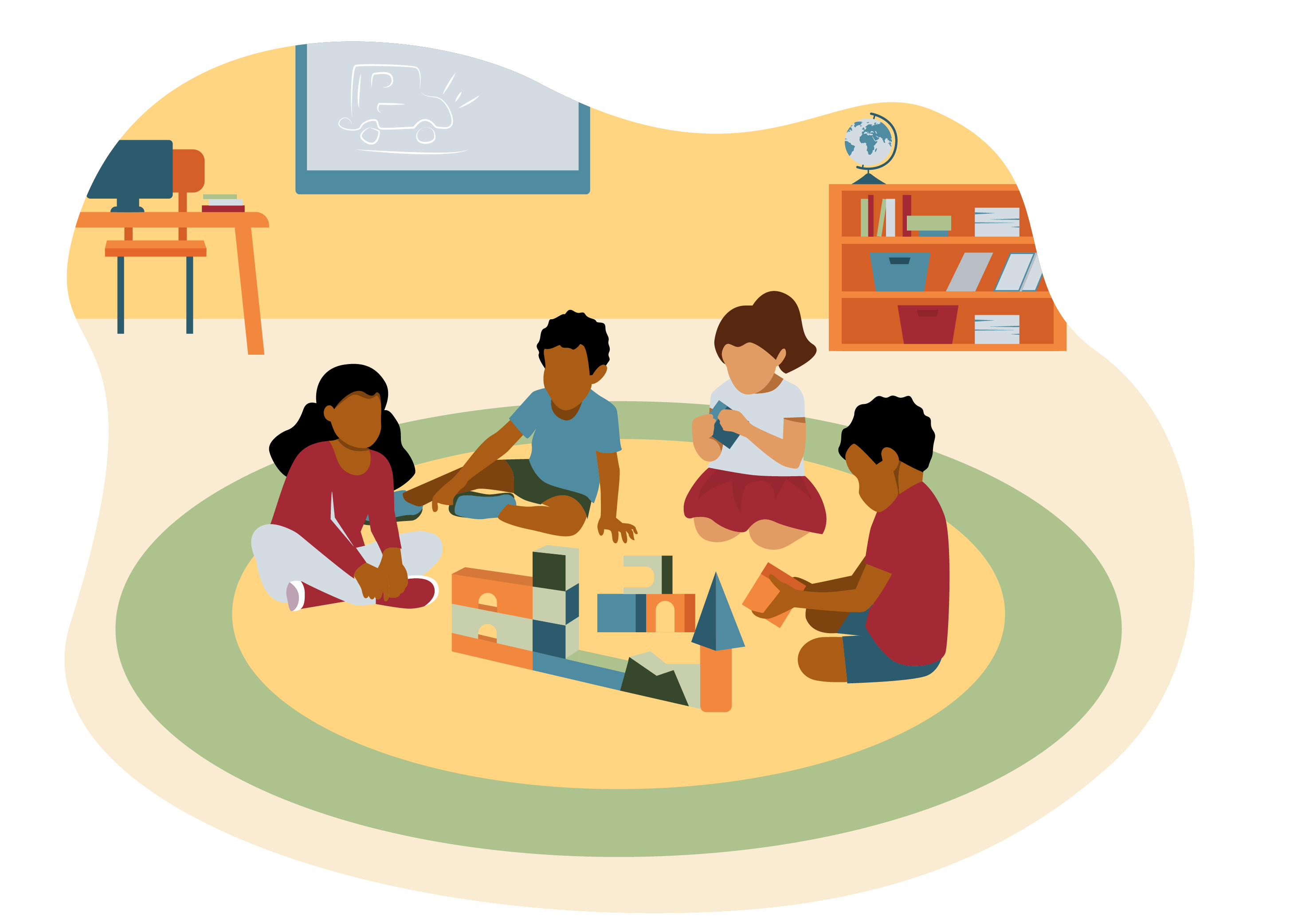 Young Black Students Playing illustration