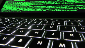 laptop with code on the screen