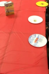 Dinner Table Book Talks table with plates on it