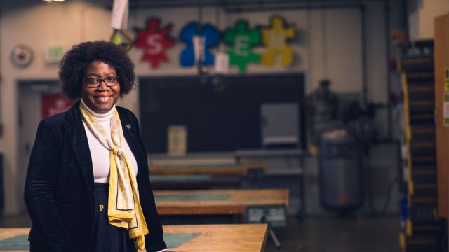 Sharita in a classroom