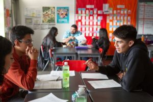 students working in a math classroom