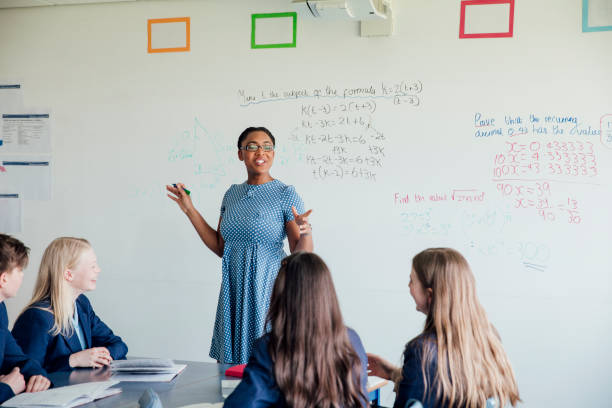 Female teacher discussing STEM: Mathematics during class. ignited math
