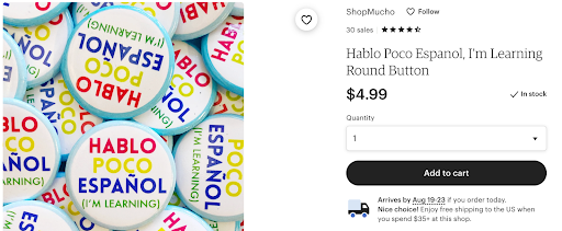 Hablo Poco Espanol Buttons