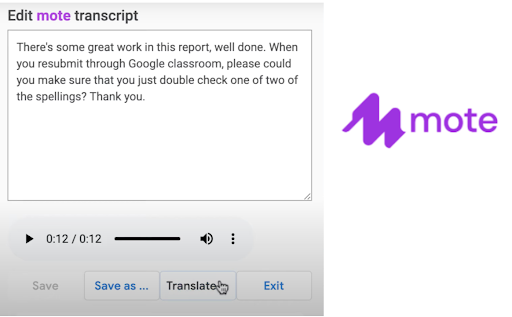 Screenshot of Mote Translate