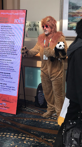 Tim as a Lion Tim presenting.