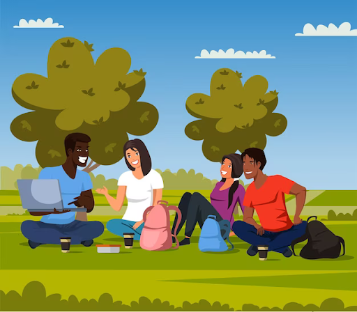 People Outside People sitting outside.