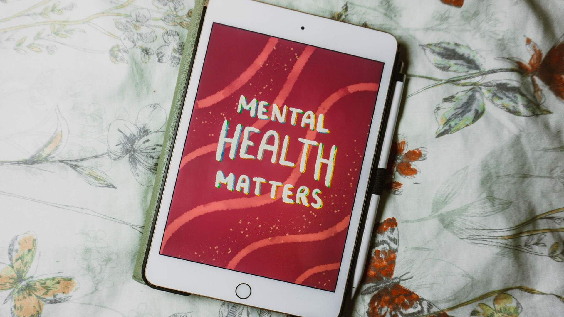 Students Mental Health. Over Break Featured image Tablet with "Mental Health Matters" on the screen.