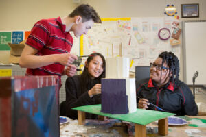 Students working on a capstone project.