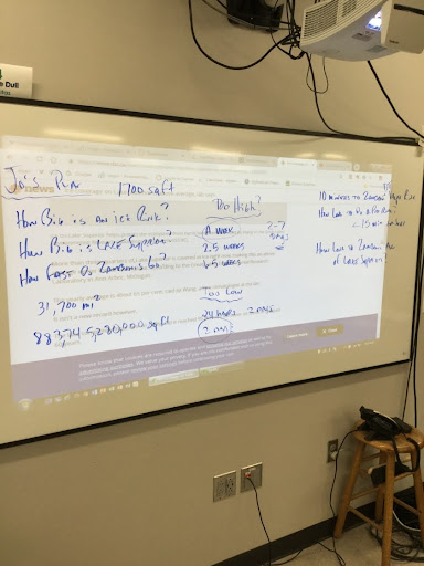 White Board with information on it.