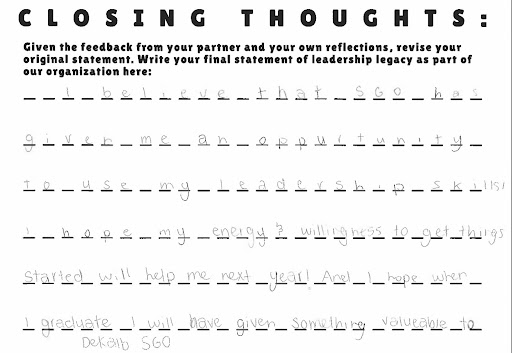 Screenshot Closing Thoughts Worksheet